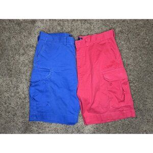 POLO RALPH LAUREN VINTAGE 90s Y2k Cargo Shorts Blue Red Outdoor Lot Of 2 Sz 40